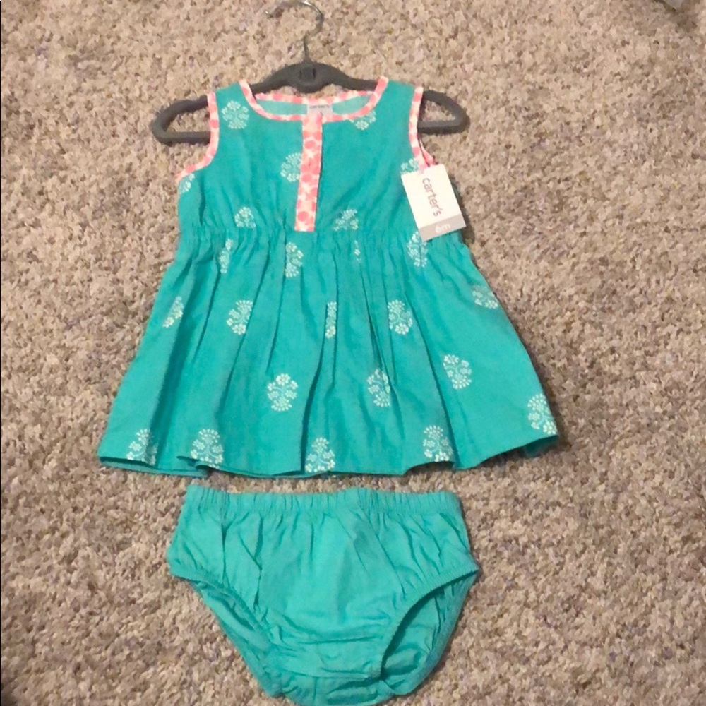 NEW Carter’s green Summer dress and bottom 6M